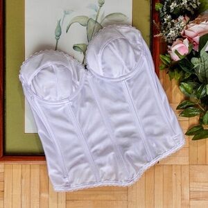 Vintage bridal white longline bustier bra top